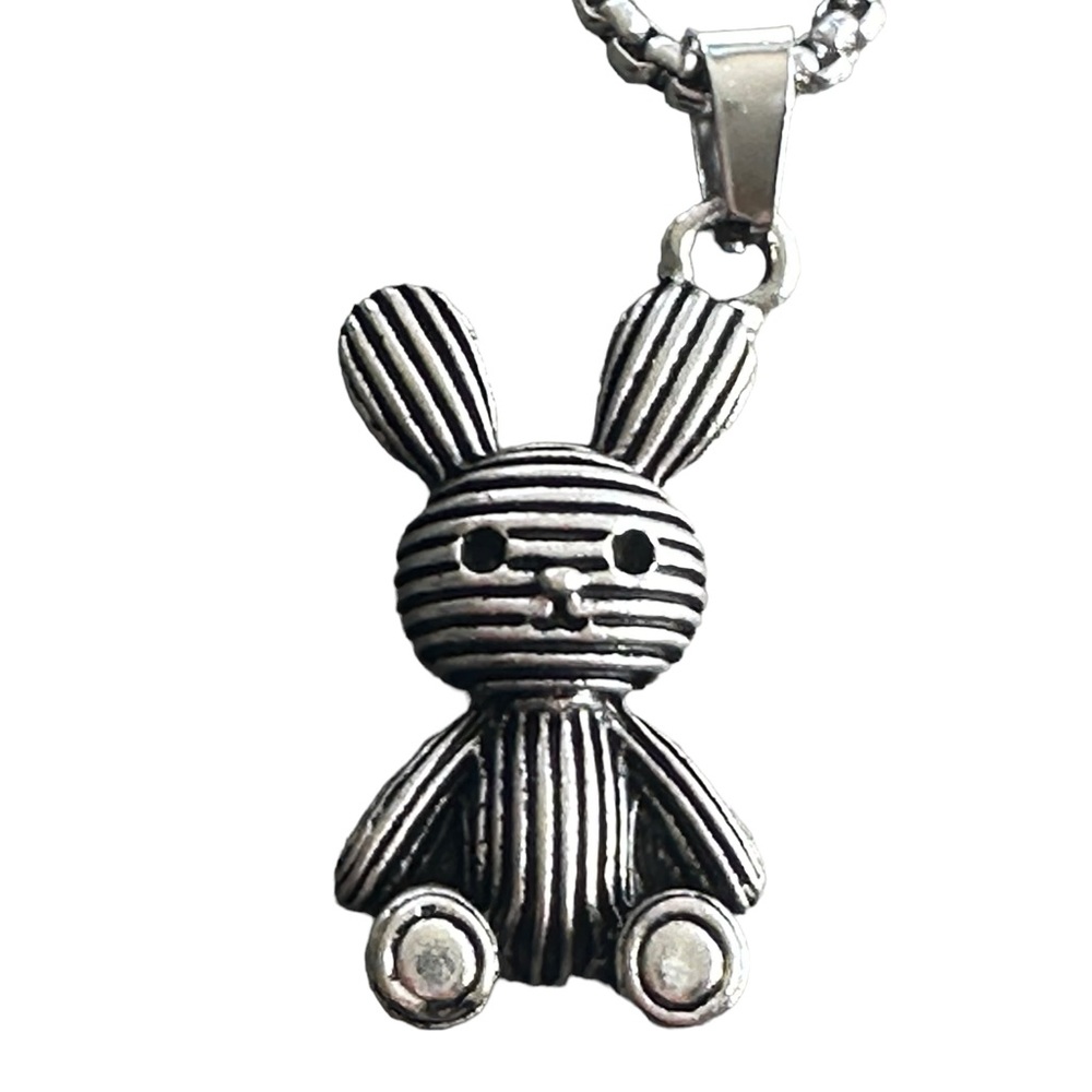 Silver Titanium Rabbit Extra Long Chain Necklace